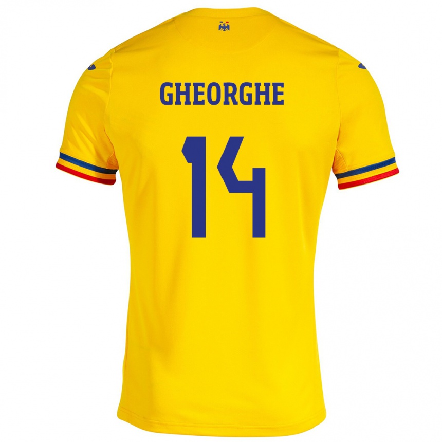 Vaikiškas Rumunija Costyn Gheorghe #14 Geltona Namų Marškinėliai 24-26 T-Shirt