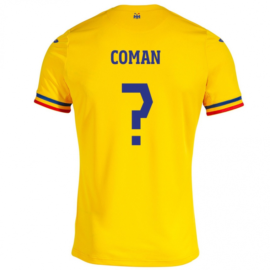 Vaikiškas Rumunija Rareș Coman #0 Geltona Namų Marškinėliai 24-26 T-Shirt