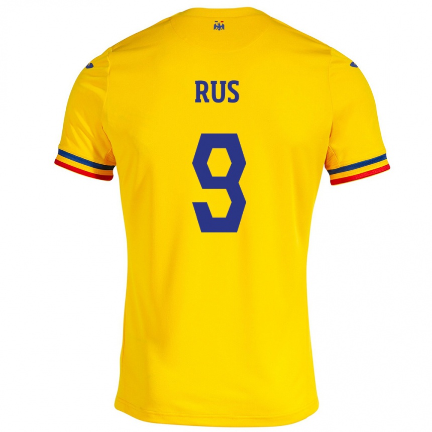 Vaikiškas Rumunija Laura Rus #9 Geltona Namų Marškinėliai 24-26 T-Shirt