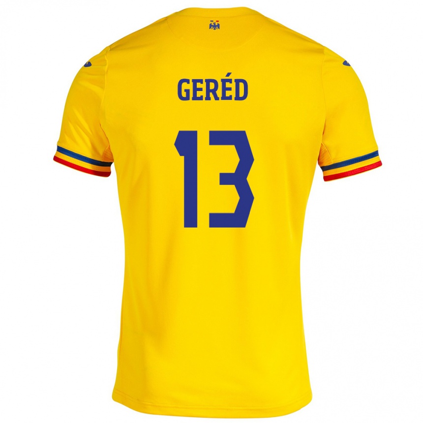 Vaikiškas Rumunija Erika Geréd #13 Geltona Namų Marškinėliai 24-26 T-Shirt