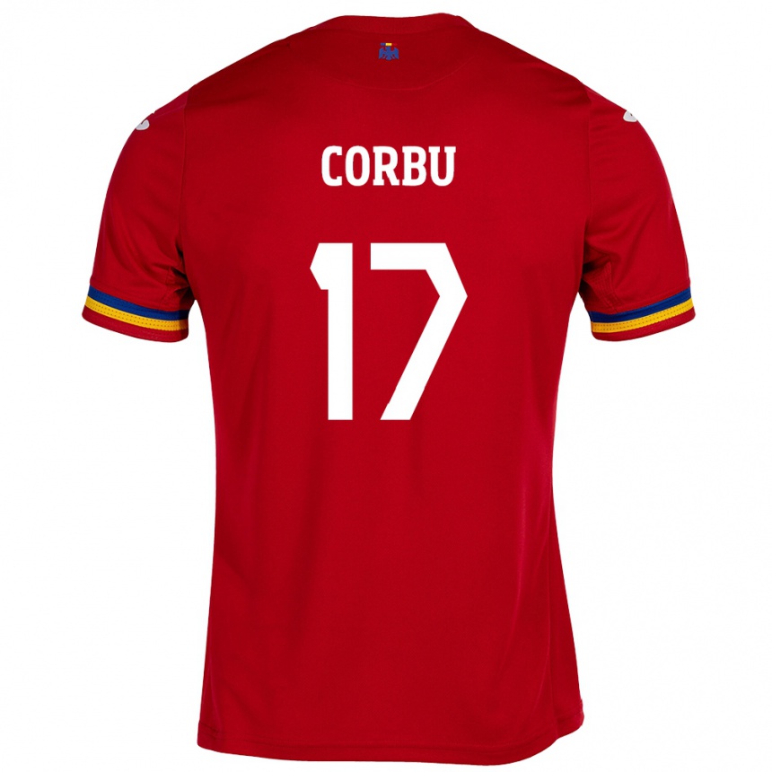 Vaikiškas Rumunija Marius Corbu #17 Raudona Išvykos Marškinėliai 24-26 T-Shirt