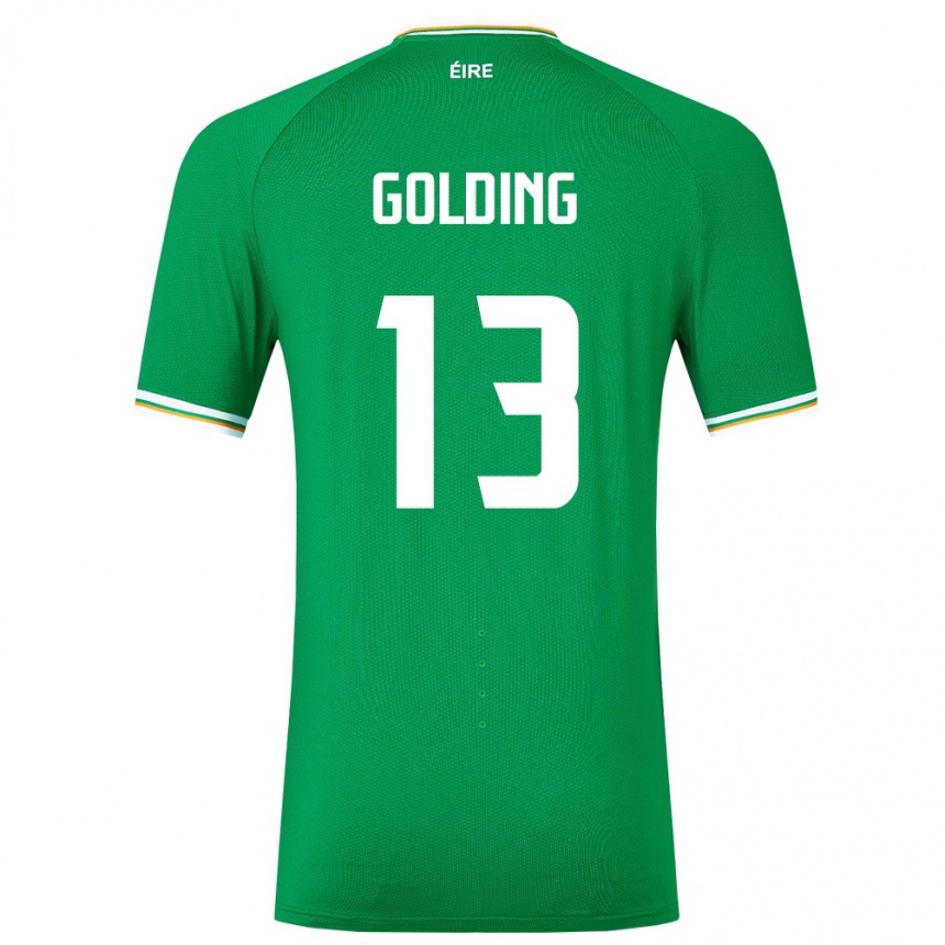 Vyrai Airijos Sala James Golding #13 Žalias Namų Marškinėliai 24-26 T-Shirt