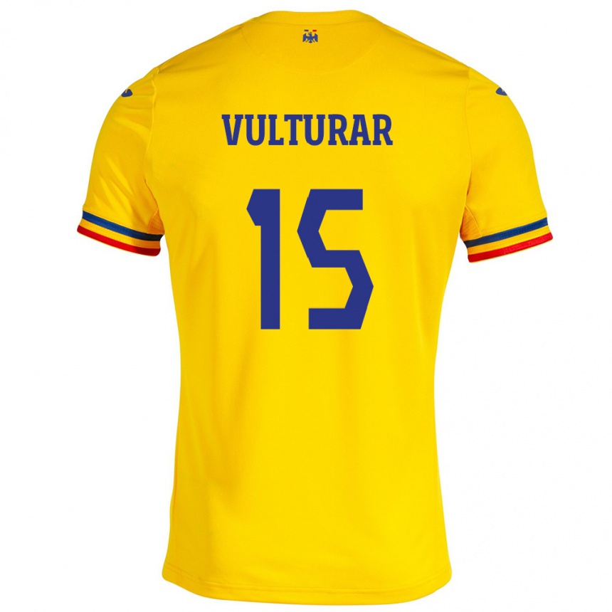 Vyrai Rumunija Cătălin Vulturar #15 Geltona Namų Marškinėliai 24-26 T-Shirt