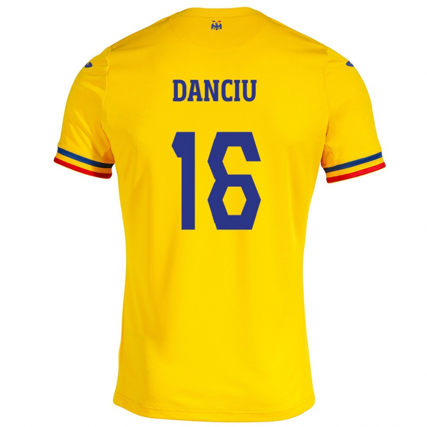 Vyrai Rumunija Marian Danciu #16 Geltona Namų Marškinėliai 24-26 T-Shirt