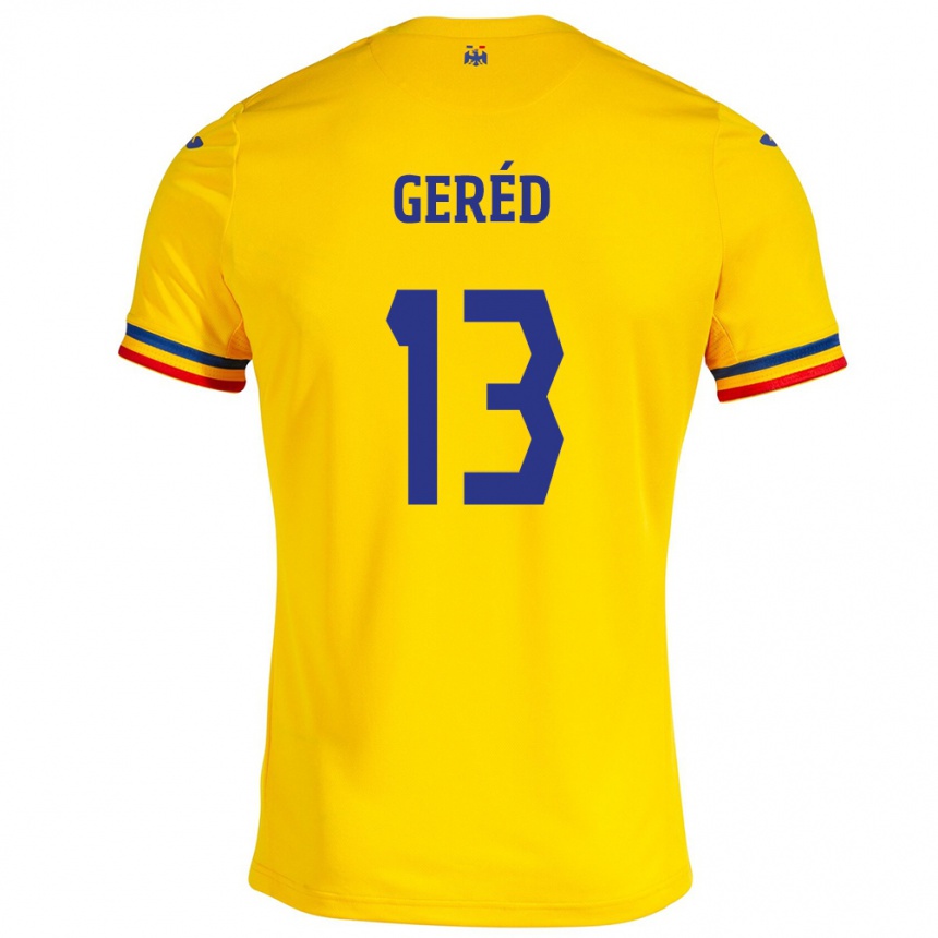 Vyrai Rumunija Erika Geréd #13 Geltona Namų Marškinėliai 24-26 T-Shirt