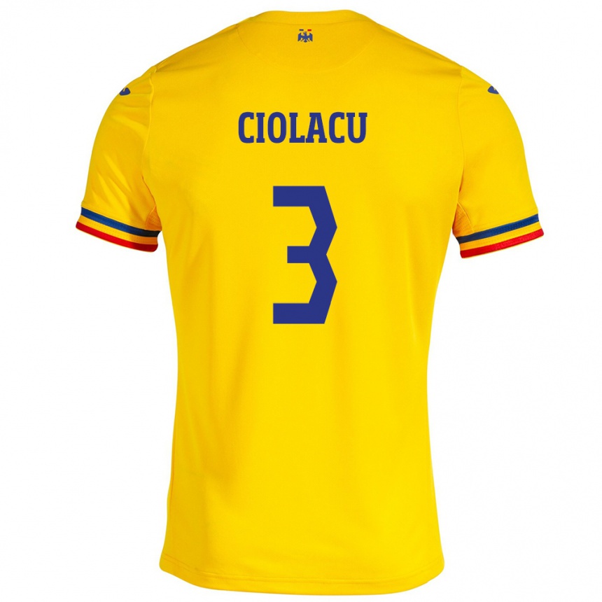 Vyrai Rumunija Mihaela Ciolacu #3 Geltona Namų Marškinėliai 24-26 T-Shirt