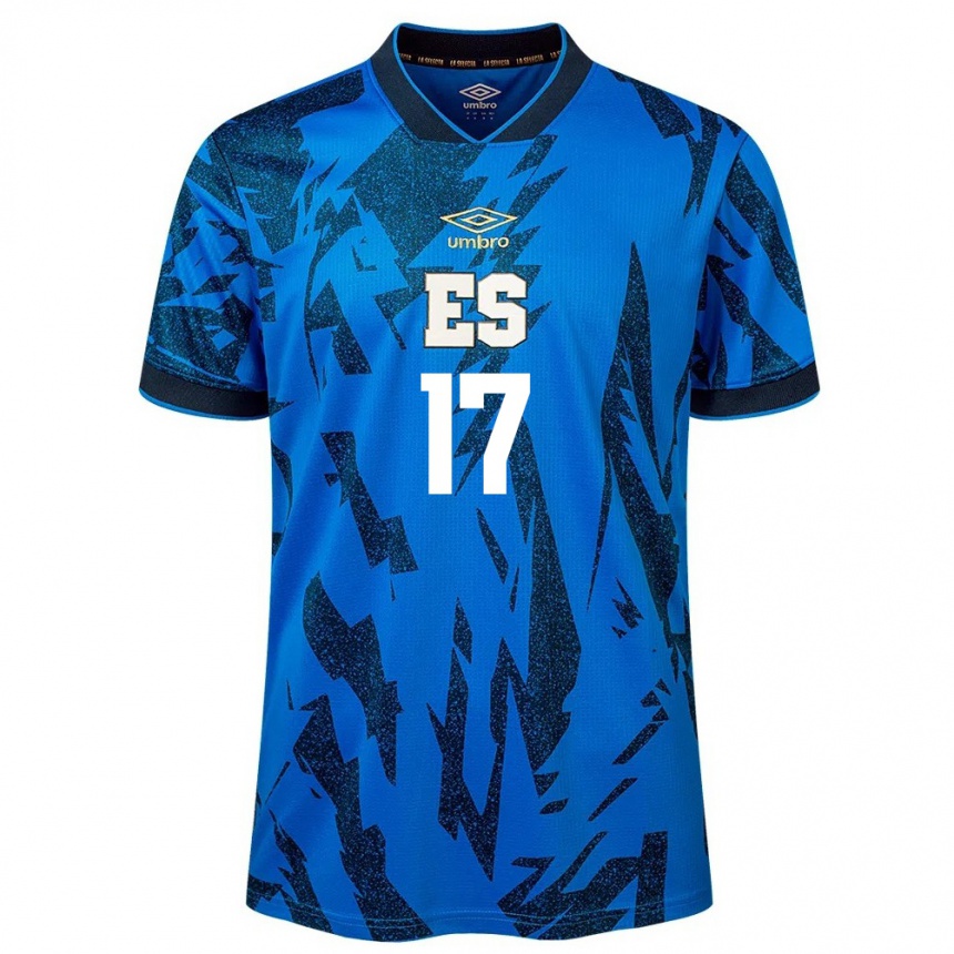 Vyrai Salvadoras Diego Flores #17 Mėlyna Namų Marškinėliai 24-26 T-Shirt