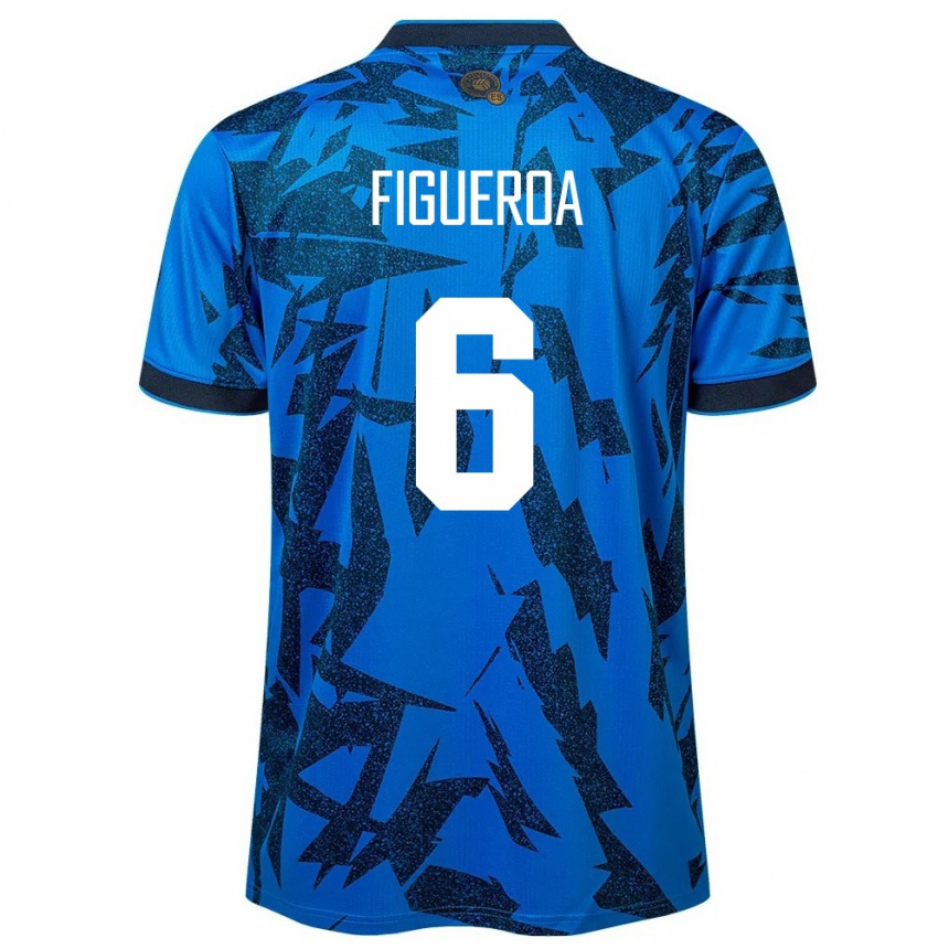 Vyrai Salvadoras Elder Figueroa #6 Mėlyna Namų Marškinėliai 24-26 T-Shirt