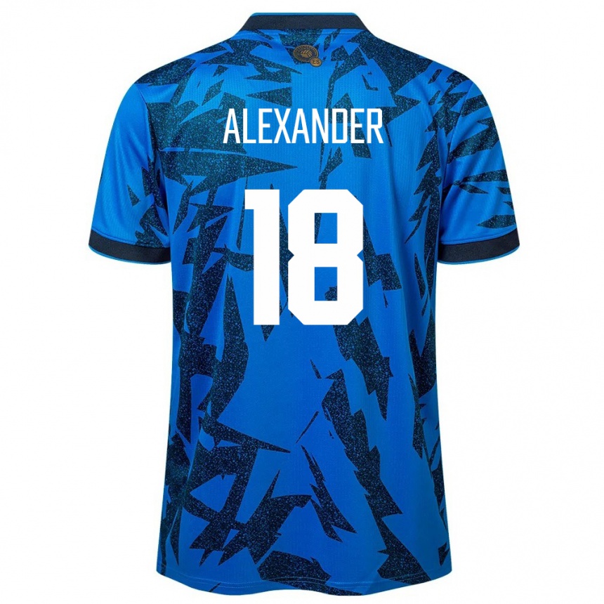 Vyrai Salvadoras Alexander Aguilar #18 Mėlyna Namų Marškinėliai 24-26 T-Shirt