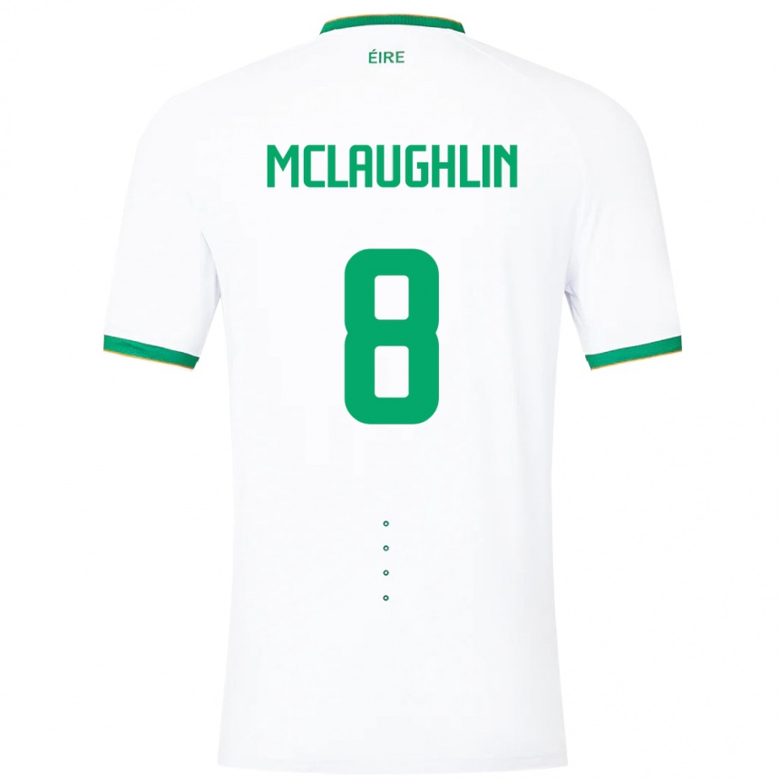 Vyrai Airijos Sala Roma Mclaughlin #8 Baltas Išvykos Marškinėliai 24-26 T-Shirt