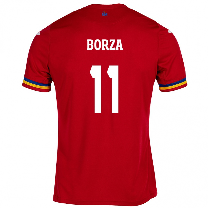 Vyrai Rumunija Andrei Borza #11 Raudona Išvykos Marškinėliai 24-26 T-Shirt