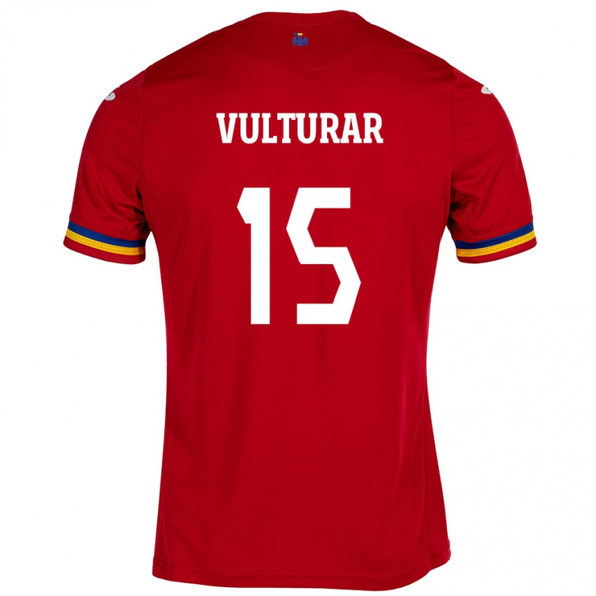 Vyrai Rumunija Cătălin Vulturar #15 Raudona Išvykos Marškinėliai 24-26 T-Shirt