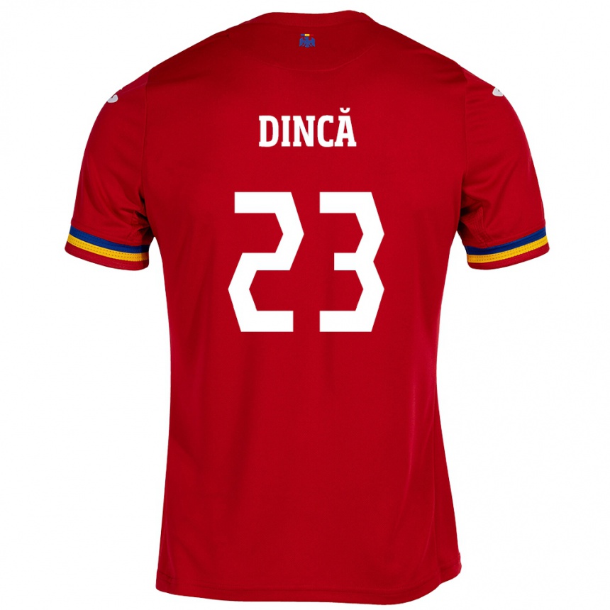 Vyrai Rumunija David Dincă #23 Raudona Išvykos Marškinėliai 24-26 T-Shirt
