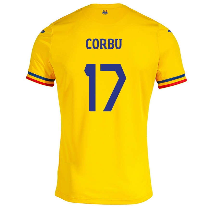 Moteriškas Rumunija Marius Corbu #17 Geltona Namų Marškinėliai 24-26 T-Shirt