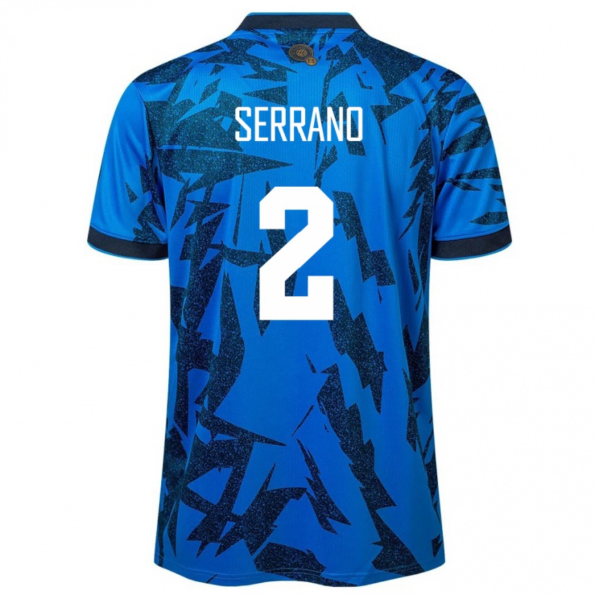 Moteriškas Salvadoras Alejandro Serrano #2 Mėlyna Namų Marškinėliai 24-26 T-Shirt