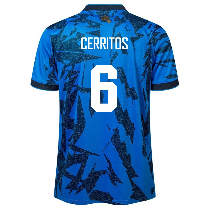 Moteriškas Salvadoras Mauricio Cerritos #6 Mėlyna Namų Marškinėliai 24-26 T-Shirt