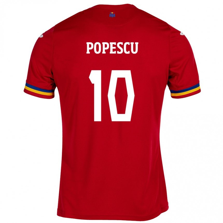 Moteriškas Rumunija Octavian Popescu #10 Raudona Išvykos Marškinėliai 24-26 T-Shirt