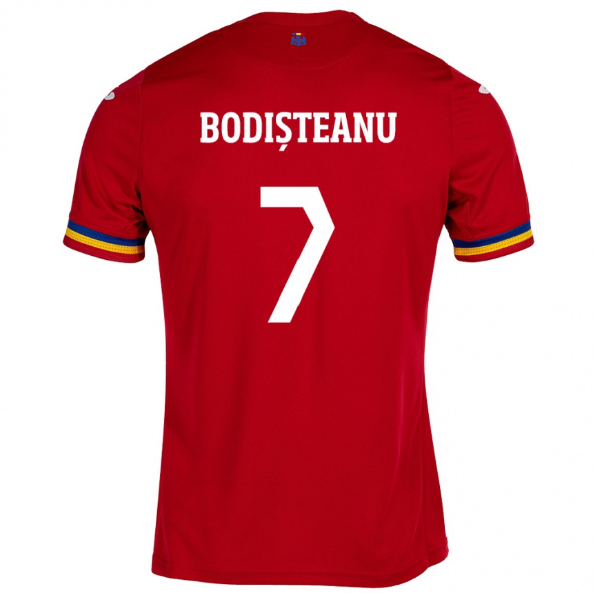 Moteriškas Rumunija Ștefan Bodișteanu #7 Raudona Išvykos Marškinėliai 24-26 T-Shirt