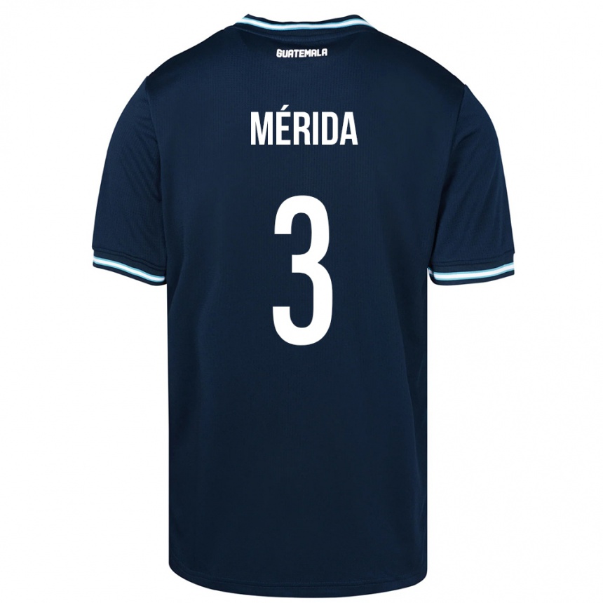 Moteriškas Gvatemala Daniel Mérida #3 Mėlyna Išvykos Marškinėliai 24-26 T-Shirt
