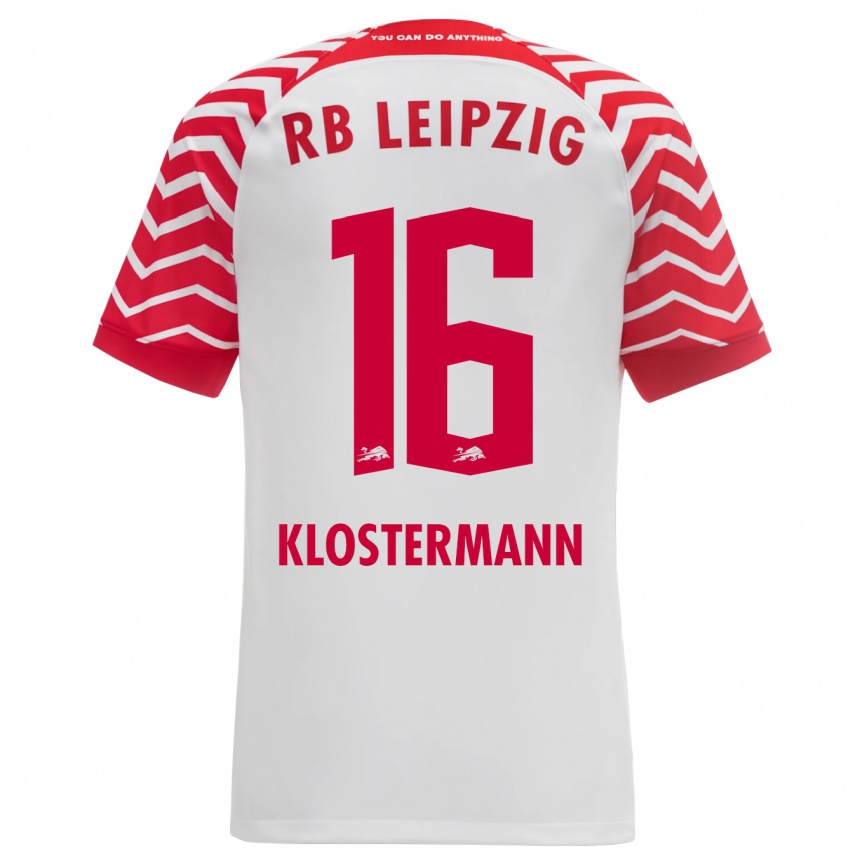 Vaikiškas Lukas Klostermann #16 Baltas Namų Marškinėliai 2023/24 T-Shirt