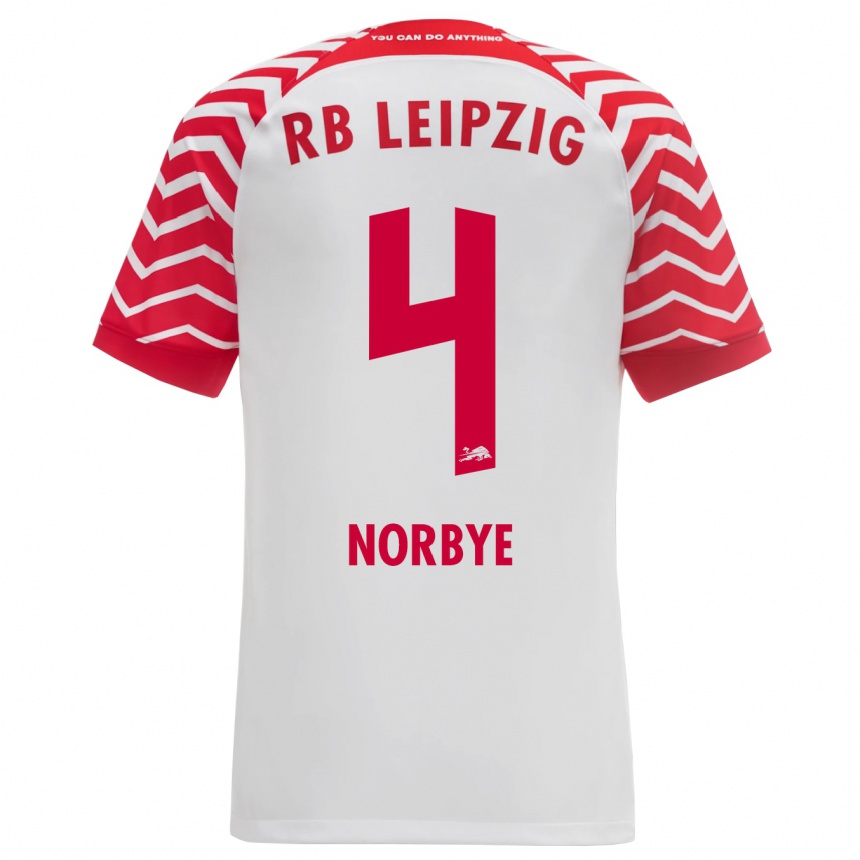 Vaikiškas Jonathan Norbye #4 Baltas Namų Marškinėliai 2023/24 T-Shirt