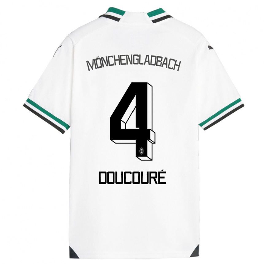 Vaikiškas Mamadou Doucouré #4 Balta Žalia Namų Marškinėliai 2023/24 T-Shirt