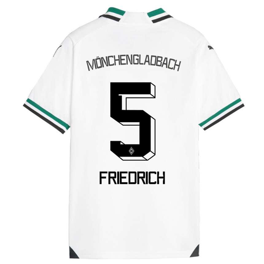 Vaikiškas Marvin Friedrich #5 Balta Žalia Namų Marškinėliai 2023/24 T-Shirt