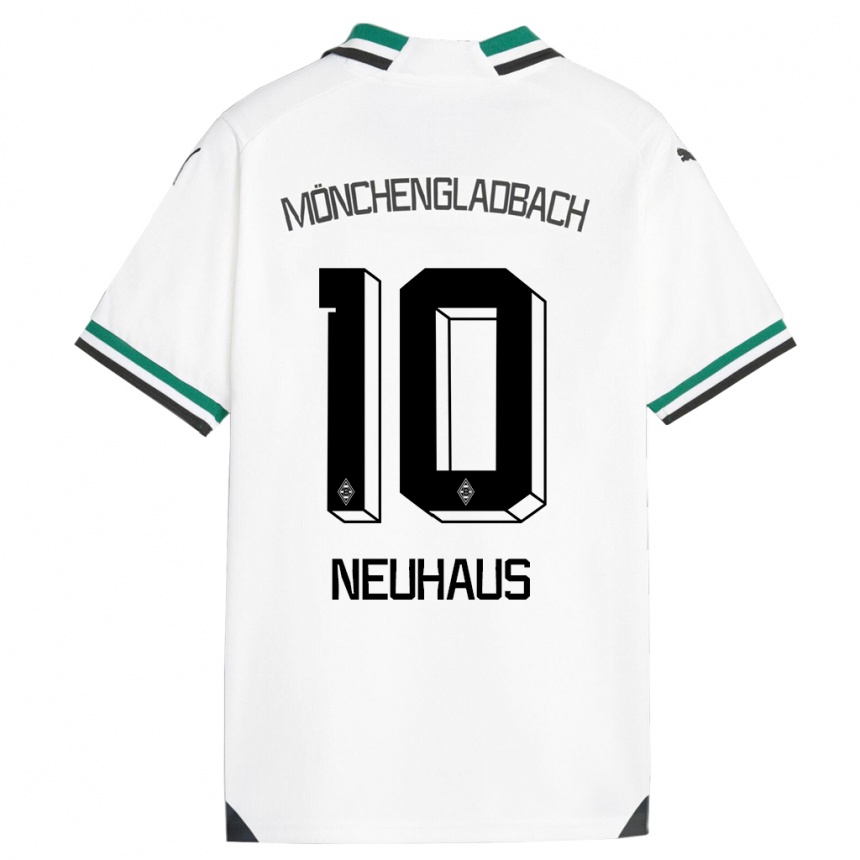 Vaikiškas Florian Neuhaus #10 Balta Žalia Namų Marškinėliai 2023/24 T-Shirt