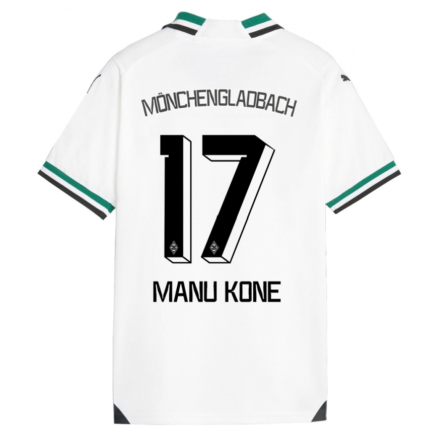 Vaikiškas Manu Koné #17 Balta Žalia Namų Marškinėliai 2023/24 T-Shirt