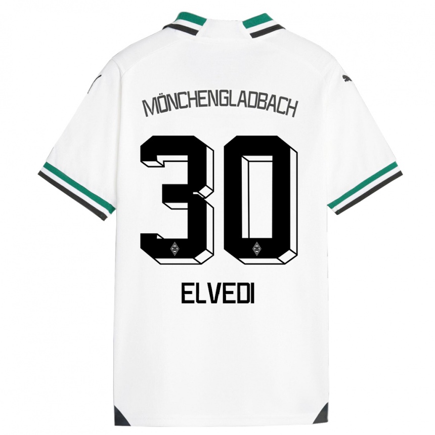 Vaikiškas Nico Elvedi #30 Balta Žalia Namų Marškinėliai 2023/24 T-Shirt