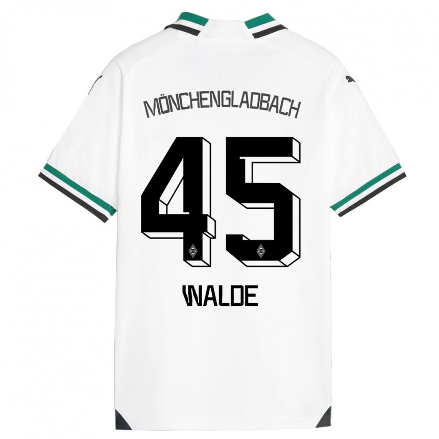 Vaikiškas Simon Walde #45 Balta Žalia Namų Marškinėliai 2023/24 T-Shirt