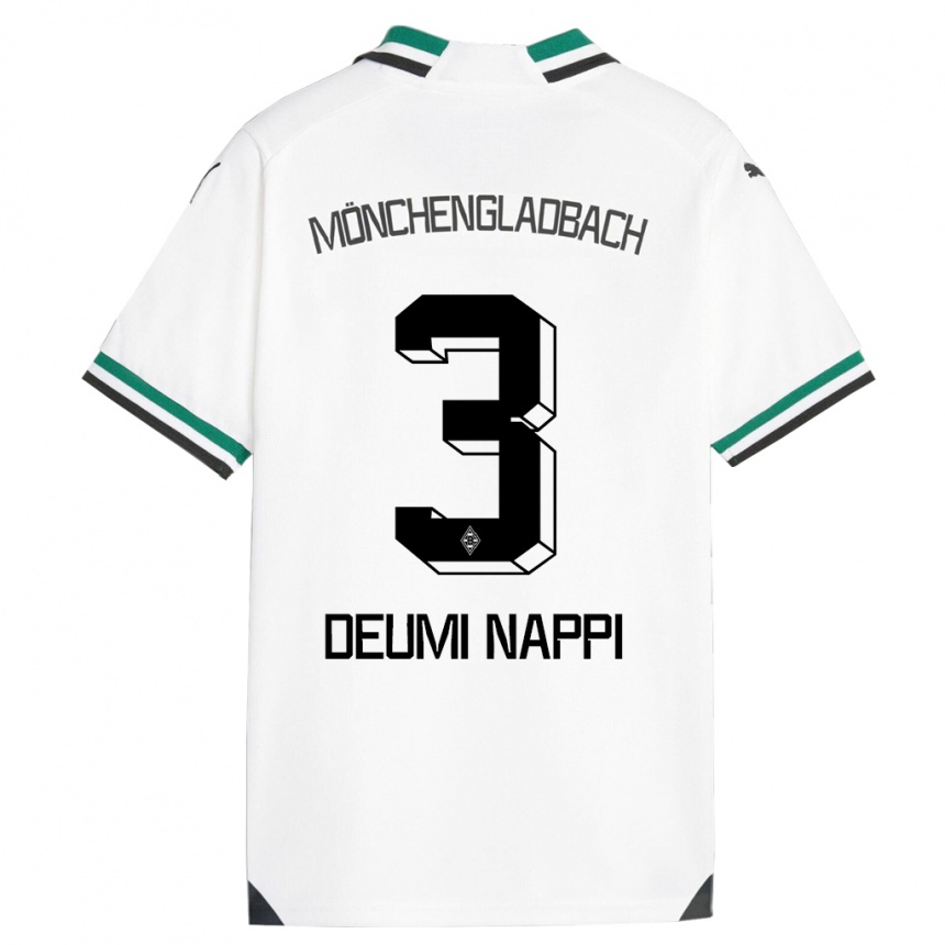 Vaikiškas Dimitrie Deumi Nappi #3 Balta Žalia Namų Marškinėliai 2023/24 T-Shirt