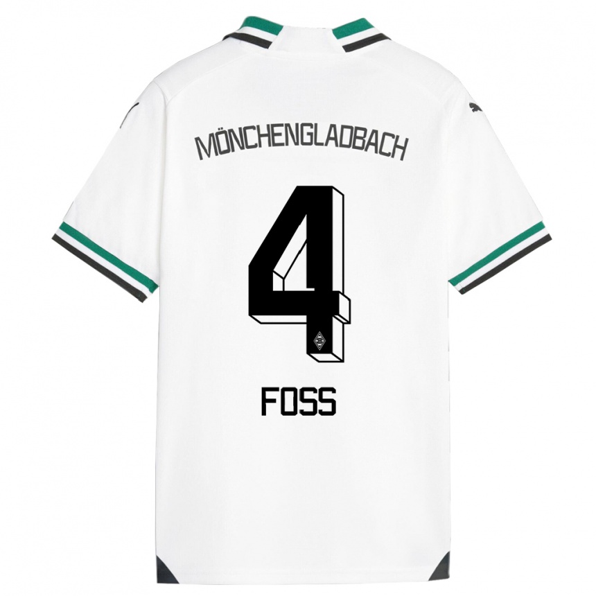 Vaikiškas Jonathan Foss #4 Balta Žalia Namų Marškinėliai 2023/24 T-Shirt