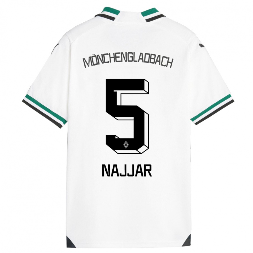 Vaikiškas Jamil Najjar #5 Balta Žalia Namų Marškinėliai 2023/24 T-Shirt