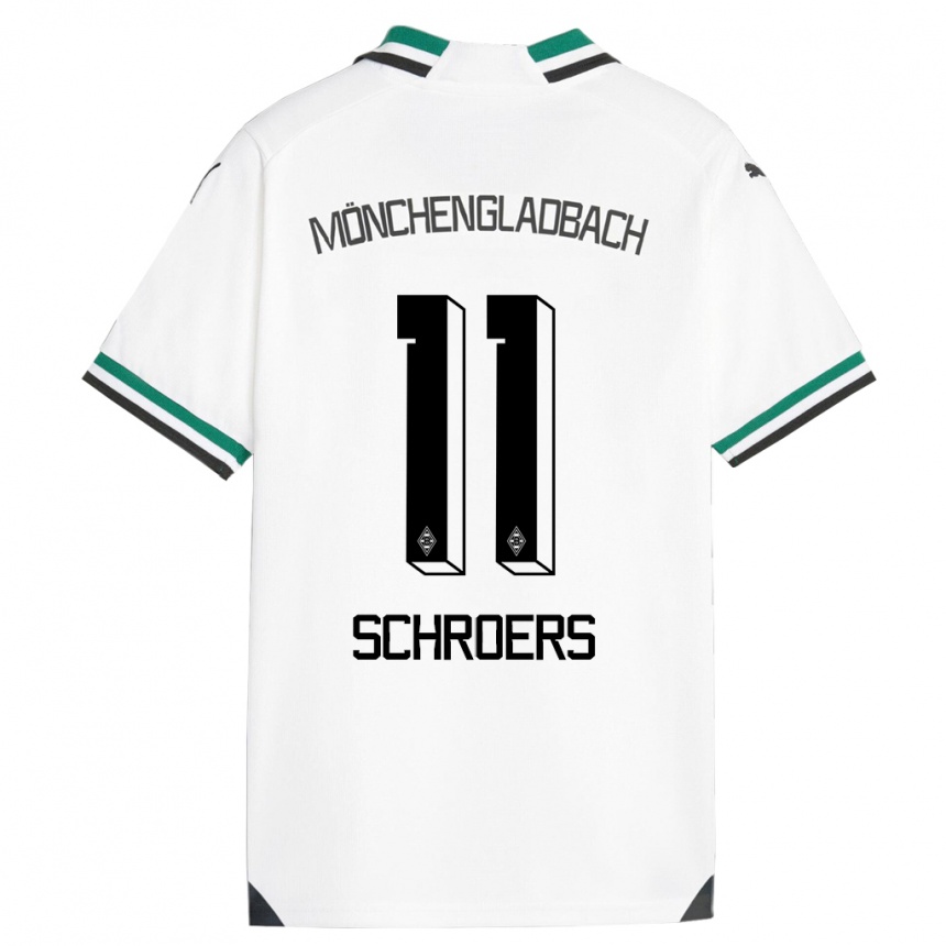 Vaikiškas Mika Schroers #11 Balta Žalia Namų Marškinėliai 2023/24 T-Shirt