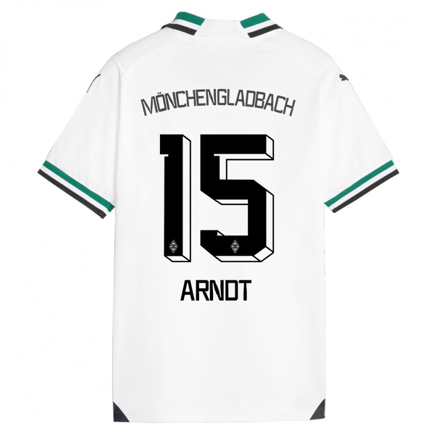 Vaikiškas Leo Arndt #15 Balta Žalia Namų Marškinėliai 2023/24 T-Shirt