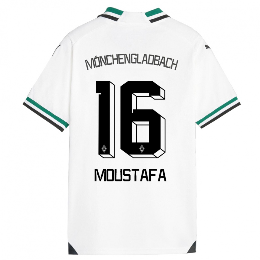 Vaikiškas Moustafa Ashraf Moustafa #16 Balta Žalia Namų Marškinėliai 2023/24 T-Shirt