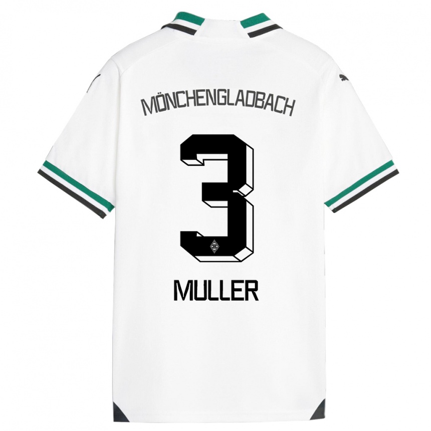 Vaikiškas Barbara Müller #3 Balta Žalia Namų Marškinėliai 2023/24 T-Shirt