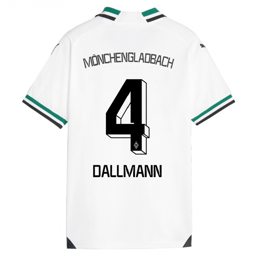 Vaikiškas Pauline Dallmann #4 Balta Žalia Namų Marškinėliai 2023/24 T-Shirt