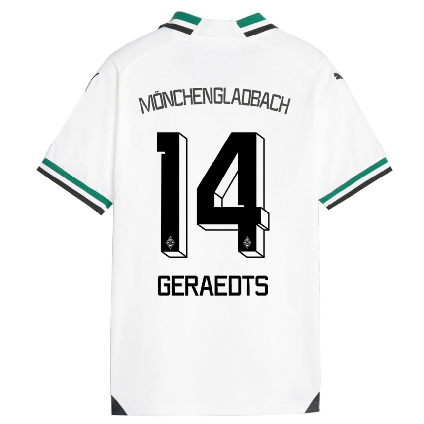 Vaikiškas Kelsey Geraedts #14 Balta Žalia Namų Marškinėliai 2023/24 T-Shirt