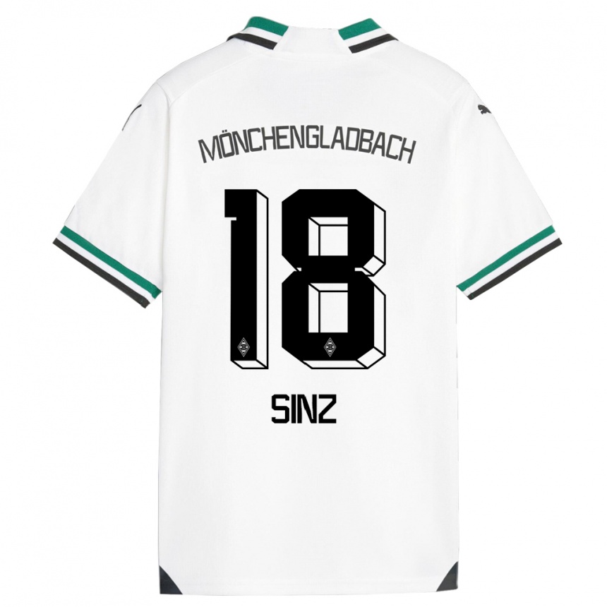 Vaikiškas Michelle Sinz #18 Balta Žalia Namų Marškinėliai 2023/24 T-Shirt