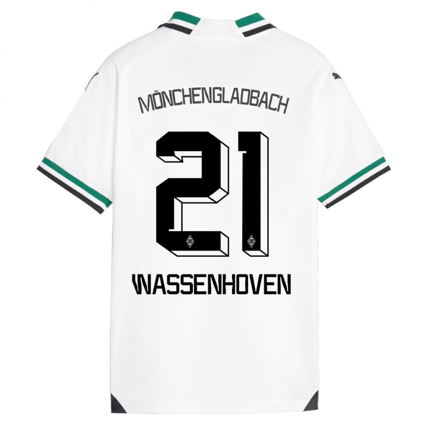 Vaikiškas Michelle Wassenhoven #21 Balta Žalia Namų Marškinėliai 2023/24 T-Shirt