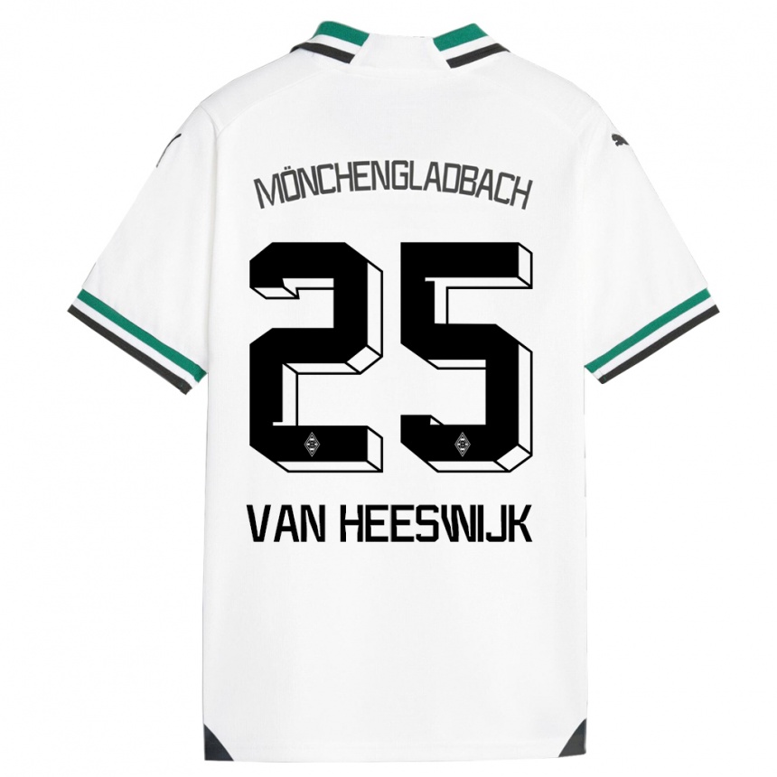 Vaikiškas Amber Van Heeswijk #25 Balta Žalia Namų Marškinėliai 2023/24 T-Shirt