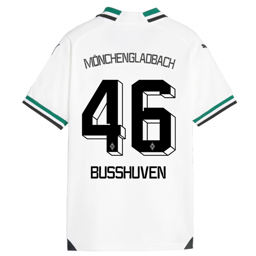 Vaikiškas Alina Busshuven #46 Balta Žalia Namų Marškinėliai 2023/24 T-Shirt