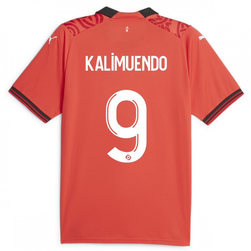 Vaikiškas Arnaud Kalimuendo #9 Raudona Namų Marškinėliai 2023/24 T-Shirt