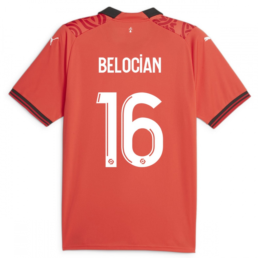 Vaikiškas Jeanuël Belocian #16 Raudona Namų Marškinėliai 2023/24 T-Shirt