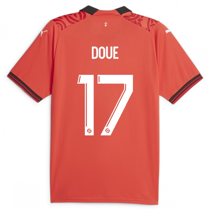 Vaikiškas Guéla Doué #17 Raudona Namų Marškinėliai 2023/24 T-Shirt