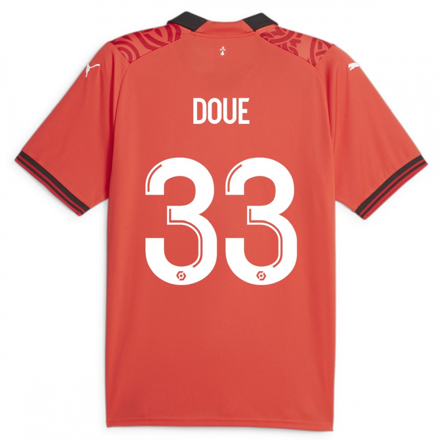 Vaikiškas Désiré Doué #33 Raudona Namų Marškinėliai 2023/24 T-Shirt