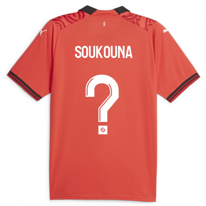 Vaikiškas Isiaka Soukouna #0 Raudona Namų Marškinėliai 2023/24 T-Shirt