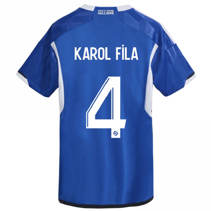 Vaikiškas Karol Fila #4 Mėlyna Namų Marškinėliai 2023/24 T-Shirt